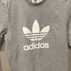 Adidas Heather Gray Tee with White Trefoil